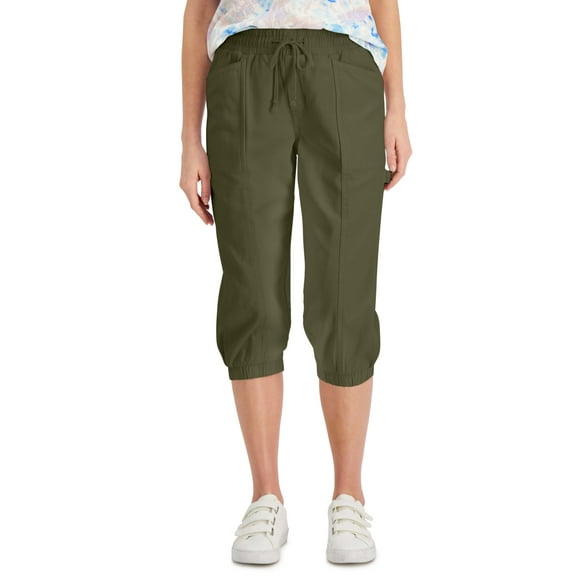 Style & Co Petite Pull On Capri Pants Winter Moss PL
