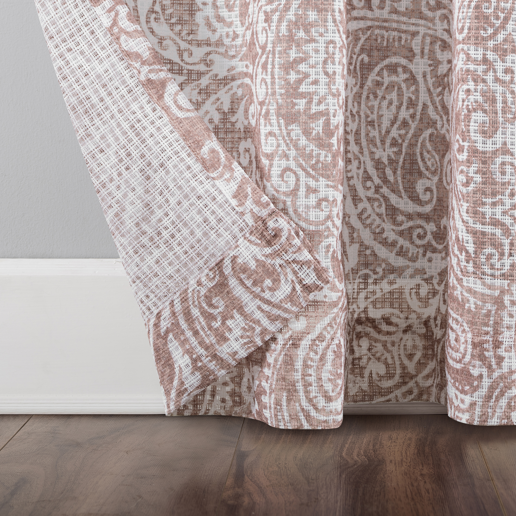 Archaeo Paisley Waffle Weave Cotton Blend Curtain, 50"x84", 50"x84", Rose Quartz