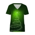 thumbnail image 4 of Odeerbi Womens Christmas Scrub Tops V-Neck Printed Nursing Tops Short Sleeve Uniform with Tree Pockets Green, 4 of 5