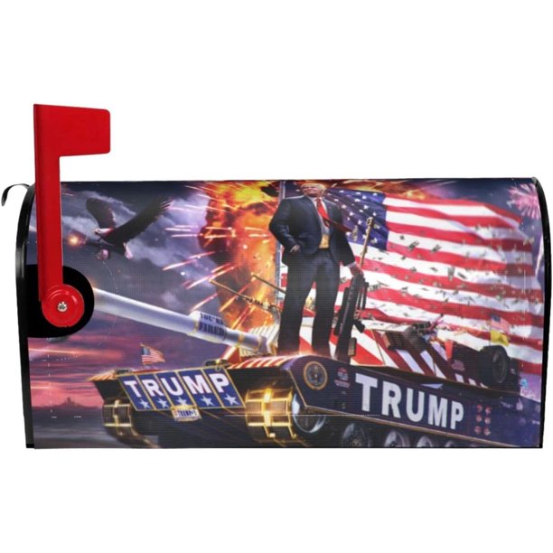 Fundas para buzón magnéticas de primera calidad con la bandera del presidente estadounidense Trump en T-an-k, duraderas y elegantes, para jardín, patio, hogar, buzón estándar de 21 x 18 pulgadas