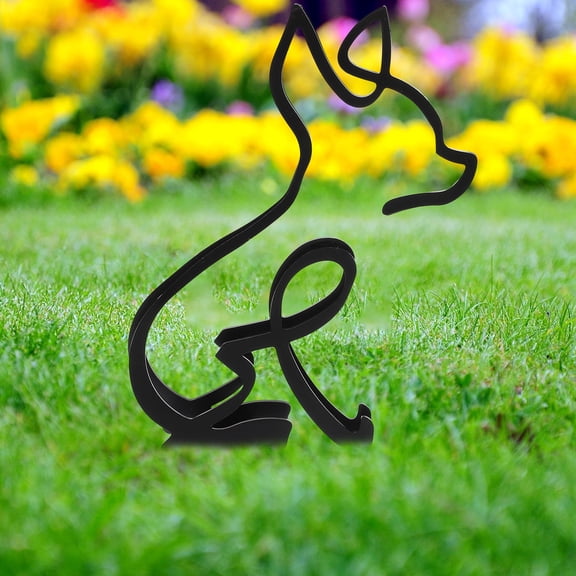 OULII Black Metal Dog Statue Decorative Figurine for Desktop Display, Minimalist Modern Pet Sculpture Ornament