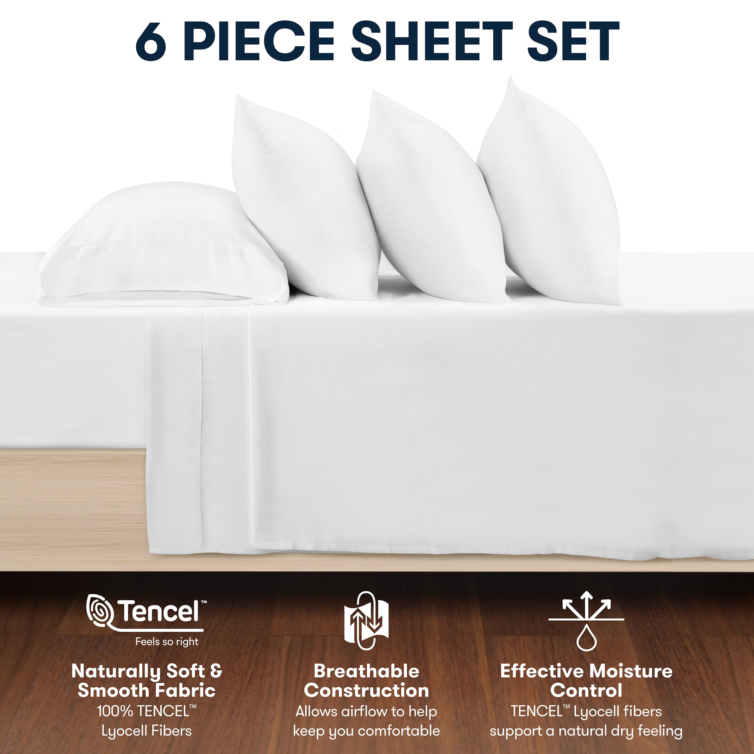 Serta So Natural 6-Piece 300 Thread Count Brilliant White Sheet Set, King