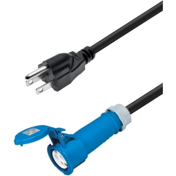 Heavy Duty Power Extension Cord, 14AWG, NEMA 5-15P to IEC309 316C6, 32A, Black (5-15P to IEC309, 16A, 10ft/3m)