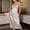 White, variant on Women's Flounce Sleeveless Nightgown Spaghetti Strap V Neck Satin Sleapwear