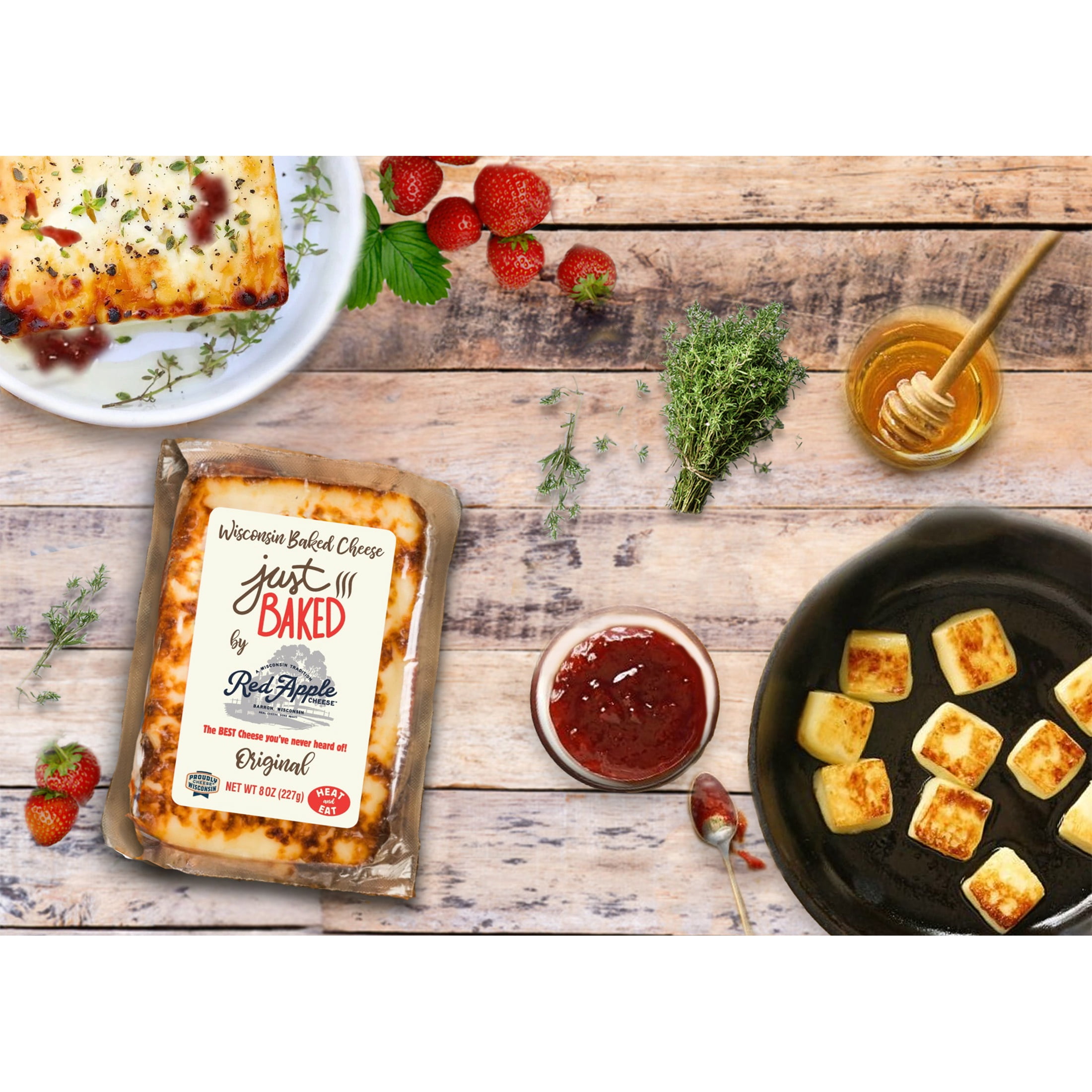 Red Apple Cheese Just Baked Original Cheese, 8oz, Block, Refrigerated