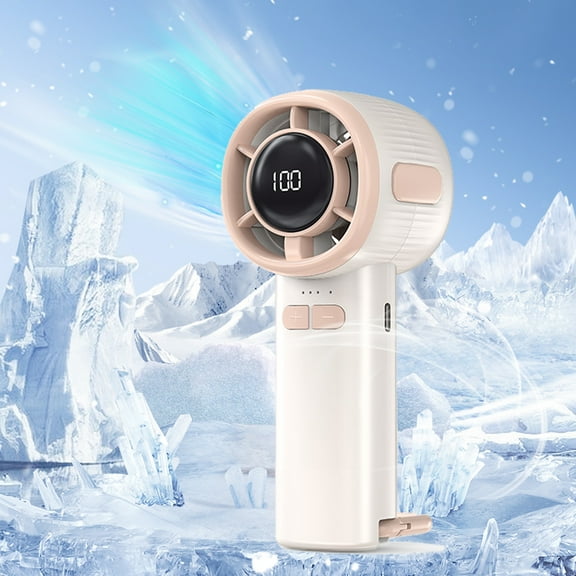 Portable Fan, 1-100 Speed Handheld Fans with LED Display Screen, USB Rechargeable Battery, Lightweight Personal Cooling for Women Men Indoor Outdoor Travel-White