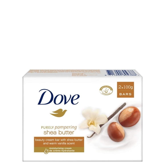 Manteca de karité Dove Purely Pampering con cálido aroma a vainilla de Dove para unisex - Jabón en barra de 2 x 3,5 oz, 2 unidades