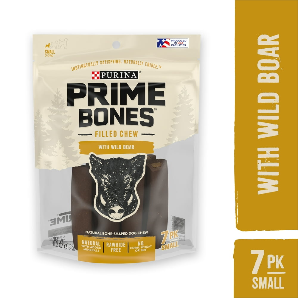 Purina Prime Bones Natural Small Dog Treat, Filled Chew With Wild Boar