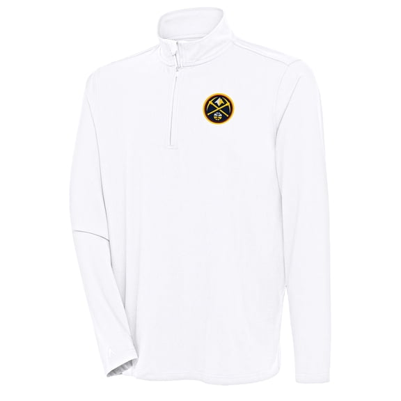 Men's Antigua White Denver Nuggets Hunk Quarter-Zip Pullover Top