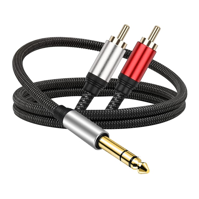 Audio Y Divisor Cable Insertar 6.35 Mm A 2RCA Adaptador Profesional Fáciles Accesorios Conexión