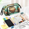 thumbnail image 5 of Nylon Fish Mouth Pencil Case with Large Capacity Zipper Pencil Pouch Owl Wearing Glasses Pencil Bag Organizers, 5 of 7