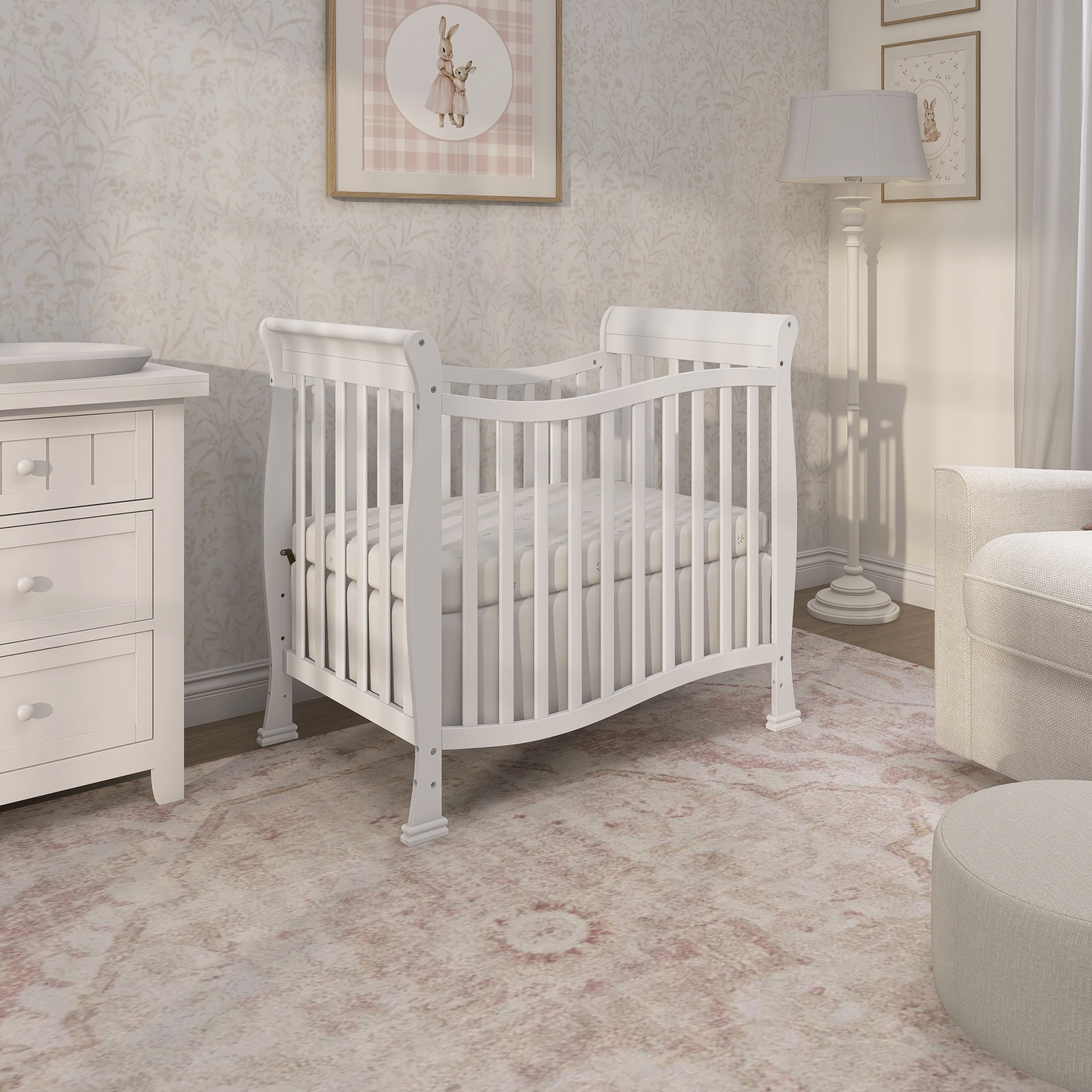 Piper 4 in 1 Convertible Mini Crib-Finish:White