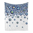 thumbnail image 1 of Blue Soft Flannel Fleece Throw Blanket, Abstract Ovals Shape Eyes Falling Down Print, Cozy Plush for Indoor and Outdoor Use, 70" x 90", Blue Green Marigold, by Ambesonne, 1 of 6