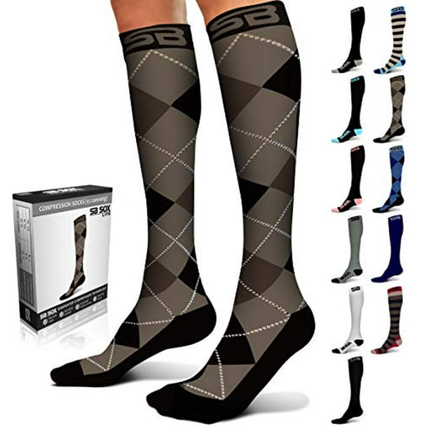 SB SOX Lite Compression Socks (15-20mmHg) for Men & Women Very Comfortable  Socks for All Day Wear! (Dress - Black Argyle, S/M) - Walmart.com