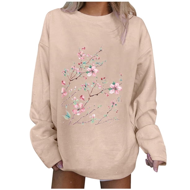Blusa de manga larga con cuello redondo y estampado informal para mujer a la moda Pompotops gfhjh2647