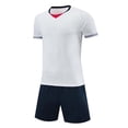 thumbnail image 4 of Kids Soccer Uniform Ndbuld Kids Boys Girls Fashion Football Training Suit Short Sleeve Top Shorts Mesh Breathable Set, 4 of 5