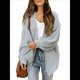 thumbnail image 3 of Chaqueta de Punto Extragrande de Larga con Abertura Frontal y Bolsillos para Mujer, Estilo 2025 Gris L, 3 of 8