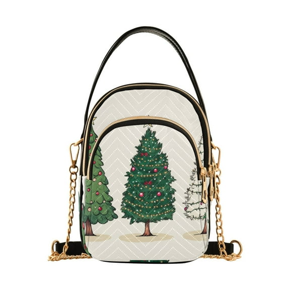 FORMRS Crossbody Bag for Women Quilted Travel Shoulder Cell Phone Purse with Chain Strap Handbag, Hand Drawn Christmas Stars