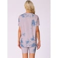 thumbnail image 4 of DARING DIVA Sport Sweatsuit Tie Dye Pullover Top Biker Shorts Pajama Set S Dark Pink, 4 of 7