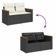 thumbnail image 6 of vidaXL 5 Piece Patio Sofa Set with Cushions Black Poly Rattan Acacia, 6 of 10