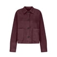 thumbnail image 4 of Women's Faux Suede Cropped Jacket Casual Lightweight Open Front Fall Winter Coat Trendy Outerwear Fashion, 4 of 6