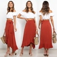 thumbnail image 2 of Valcatch 2024 Women's Ruffle Half Skirt Summer One Piece Lace up Maxi Skirt Casual Solid Color Irregular Hip Dress Fashion Skirts, 2 of 8