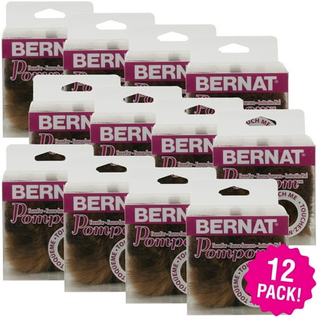 Bernat Faux Fur Pompom 1 Count- Brown Muskrat, Multipack of 12