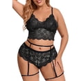 thumbnail image 1 of Gibobby Conjunto de lencería Sujetador + tangas Nueva sexy lencería de encaje ropa interior ropa de dormir anillo de pijamas liguero(Negro, G), 1 of 5