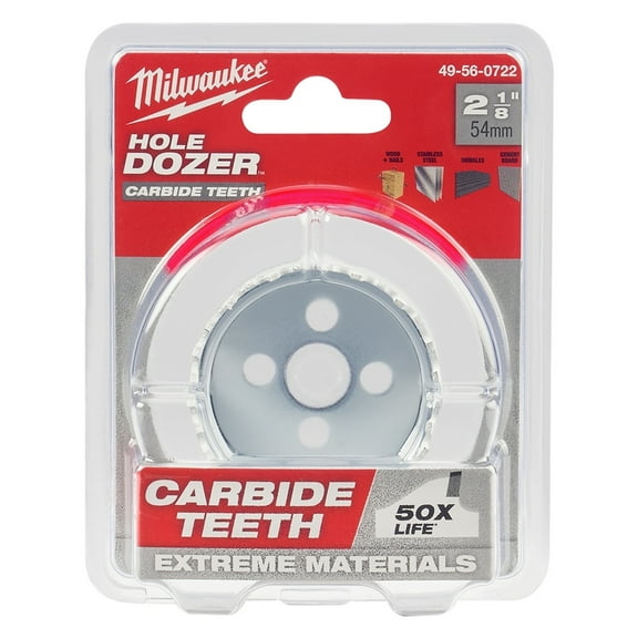 Pack of 1, Milwaukee 49-56-0722 2-1/8 In. Hole Dozer with Carbide Teeth