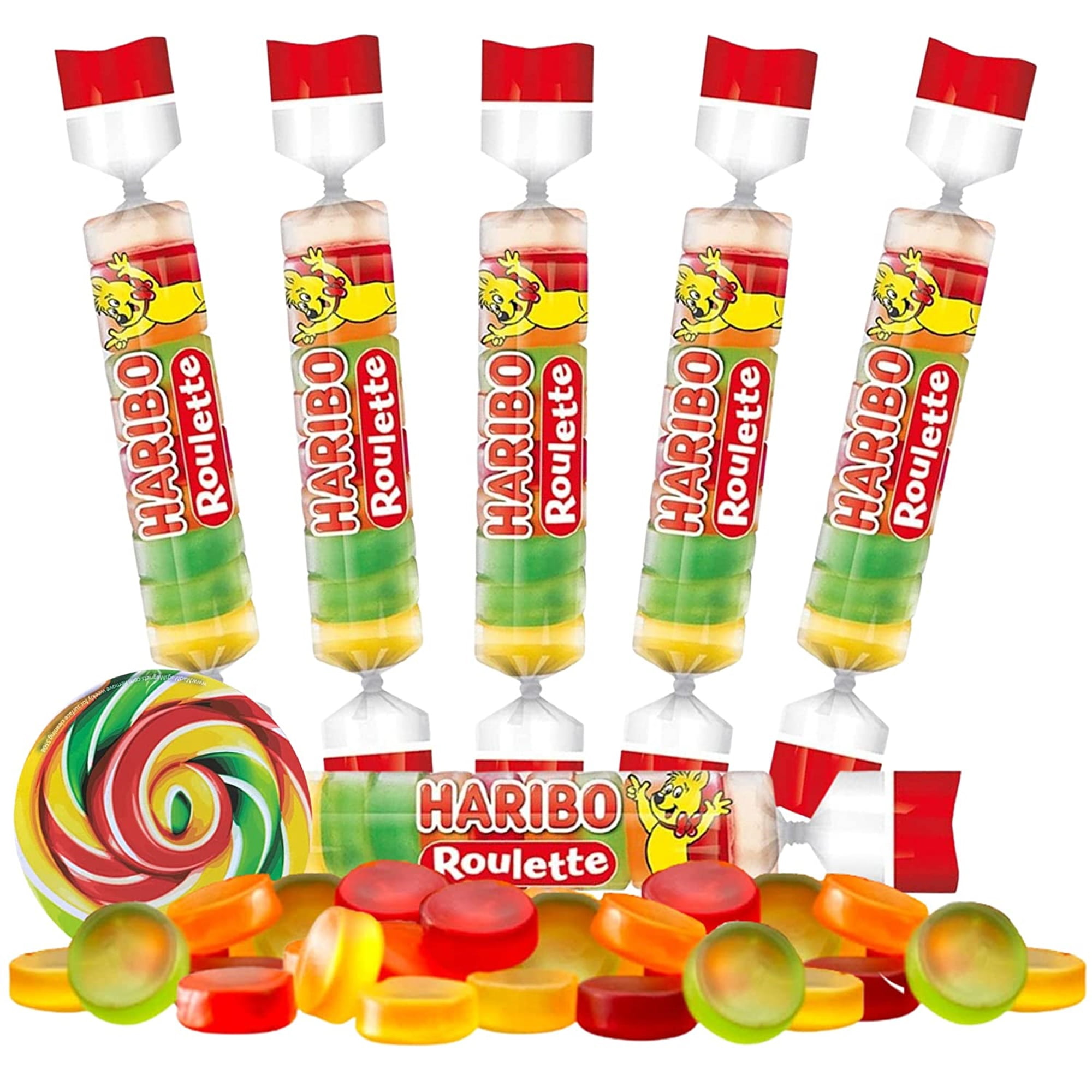 Haribo Roulette Gummy Candy with Candy Swirl Magnet, Party Favors, Pack of  6, .875 Ounces Each