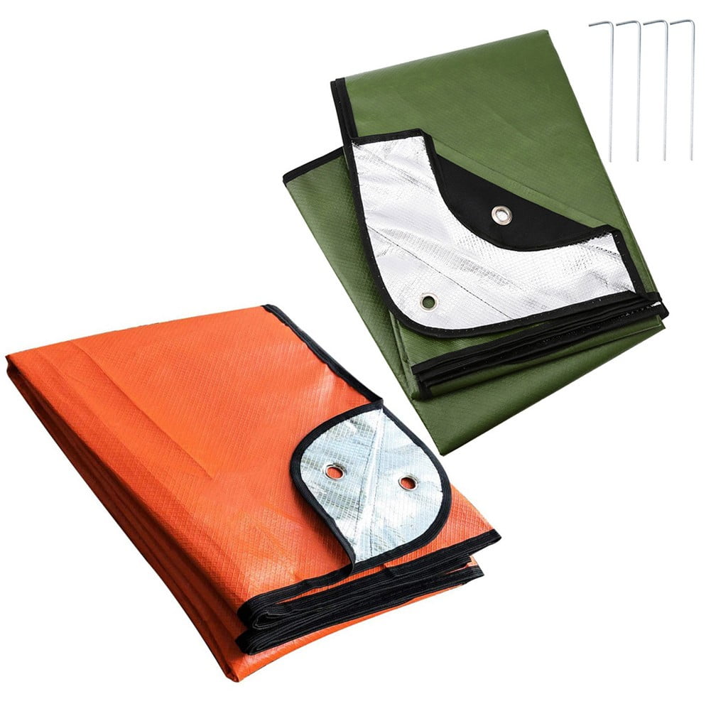 Outdoor Camping Survival Blanket Insulated Thermal Reflective Tarp 82.7X59.1Inch Orange