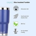 thumbnail image 5 of DRINCO 30 oz Stainless Steel Tumbler Double Walled Vacuum Insulated Mug With Spill Proof Lid, 2 Straws, For Hot & Cold Drinks, Blue, 5 of 5