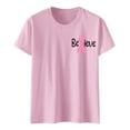 thumbnail image 4 of Women's Cancer Awareness Tees in October Letter Short Sleeve T-Shirt Pink Ribbon Survivor Gift Loose Fit Casual Tops, 4 of 4