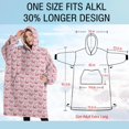 thumbnail image 4 of Oversized Wearable Blanket Hoodie,Light Pink Butterfly Pattern Sherpa Blanket Hoodie with Super Pockets,Super Warm Fuzzy Pullover for Women & Men, 4 of 6