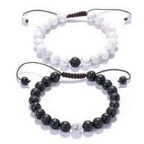 COOPHYA 2Pcs Set Distance Matching Bracelets for Couples Natural Stone Beaded Bracelet in