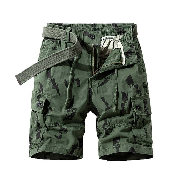 LMOIPLI Men's Cargo Shorts Cotton Relaxed Fit Casual Loose Shorts Summer Outdoor Camouflage Work Shorts with Pockets Army Green XL