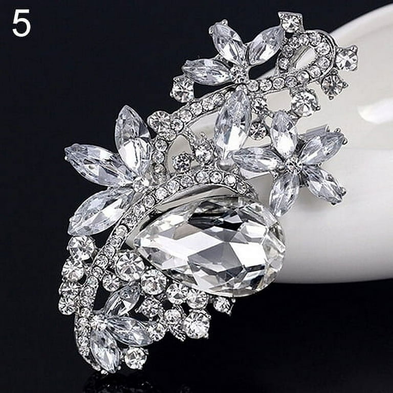 MEEDOZ Lot 12pcs Assorted Crystal Rhinestone Flower Brooch Pin Set for Women DIY Bridal Wedding Bouquet Kit