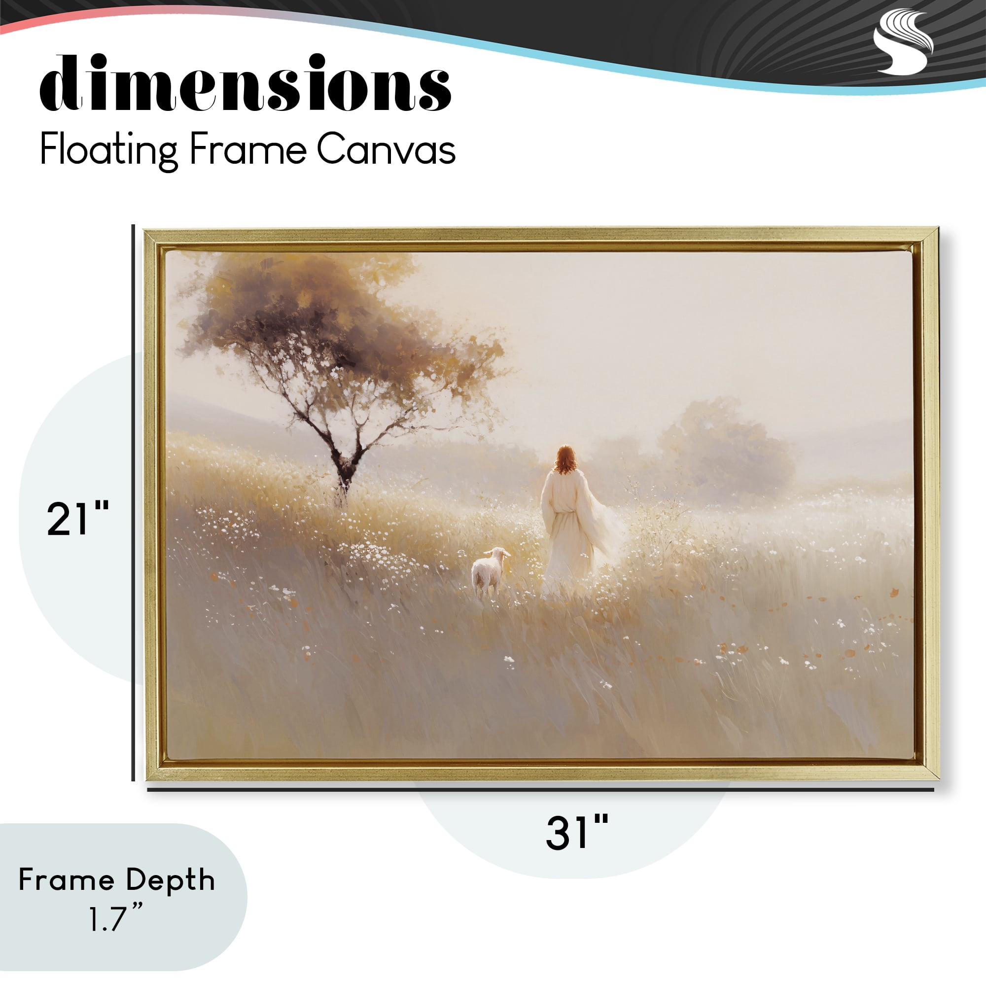 Stupell Industries Spiritual Shepherd & Lamb Gold Framed Floater Canvas Wall Art, design by Jacky Ngan