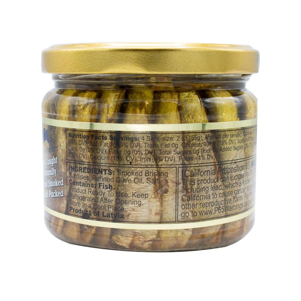 MW Polar Brisling Sardines Smoked in Olive Oil in Glass Jar 9.5 oz (Pack of 6)