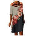 thumbnail image 2 of CEHVOM Robe Décontractée de Mode pour Femmes à Manches Courtes, à Imprimé Ajouré, Robe Ample, 2 of 5
