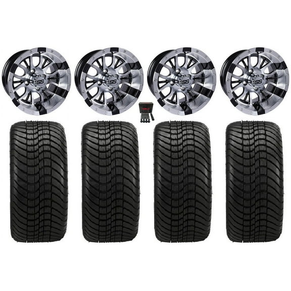 GTW Diesel 12" Golf Cart Wheels Machined Elite 215x35-12 Tires Yamaha