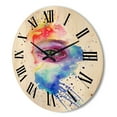 thumbnail image 3 of Designart 'Detail of Eye In Rainbow-Colored Face Portrait' Bohemian & Eclectic Wood Wall Clock, 3 of 5