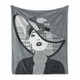 thumbnail image 1 of Diva Soft Flannel Fleece Throw Blanket, Modern Design Woman Portrait with Fashion Hat, Cozy Plush for Indoor and Outdoor Use, 70" x 90", Grey Dark Grey, by Ambesonne, 1 of 6
