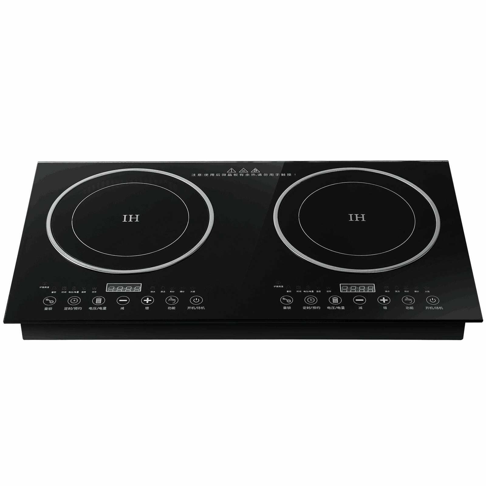 110V Portable Multifunctional Countertop Double Burner Digital Sensor Touch Electric Smoothtop Stove Digital Countertop Double Burner Cooktop with Safety Lock Black
