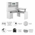 thumbnail image 6 of Cabot 60W Sit to Stand L Desk with Hutch in White - Engineered Wood, 6 of 7
