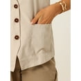thumbnail image 5 of INSPIRE CHIC Button Down Vest for Women Linen Sleeveless V Neck Summer Waistcoat XS Khaki, 5 of 6