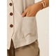 thumbnail image 5 of Chaleco sin mangas de lino para mujer INSPIRE CHIC, con cuello en V, verano, talla XS, color caqui, 5 of 6