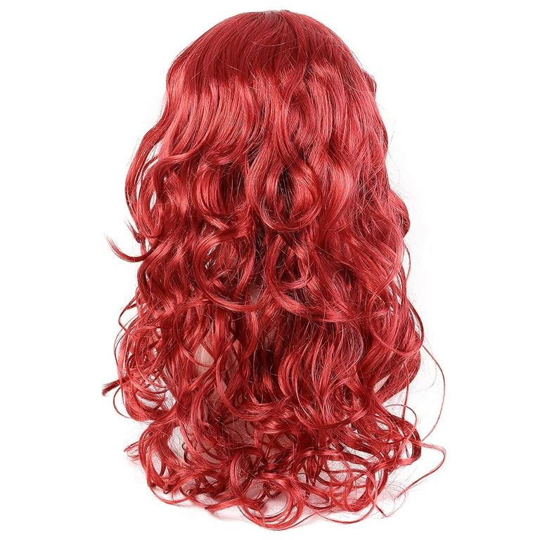 HairWiz Girl s Long Curly Red Synthetic Wavy Hair Mermaid Cosplay Wigs Kids Size
