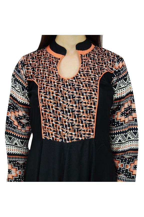 Geometric Pattern Kurta Rayon Anarkali Ethnic Kurti Designer Dress