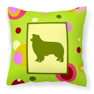 Green Fabric Decorative Pillow with Dog Silhouette
